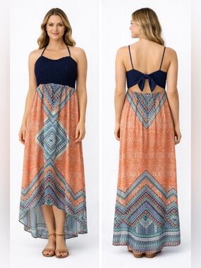 Crochet Sheer Maxi High/Low Paisley Dress Trinny